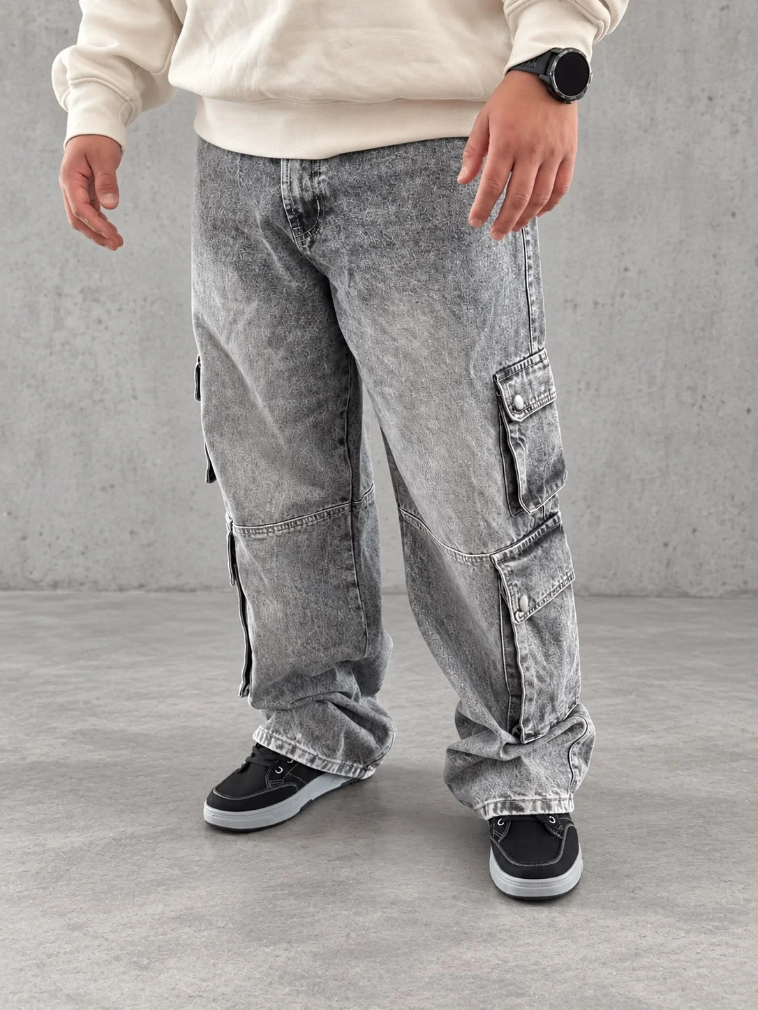 Jean Baggy cargo gris